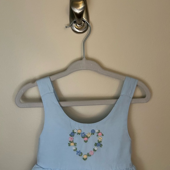 Fantaisie Kids Embroidered Blue Ruffle Bubble Dress 9 Months - Picture 3 of 8